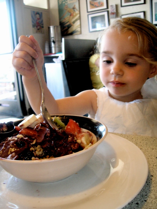 Acai Berry Sorbet with Fresh Fruit and Granola, another treat from the 101 Diner. I didn't even hear my older brother order this, but I'm glad he did. The sorbet was rich and not overly sweet and the granola gave great texture to the dish. P.S. Isn't my niece precious?!